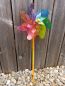 Preview: Windrad * 22 cm * Holzstil und -kugel handbemalt * Gartenstecker * Kinder * Deko * Regenbogen